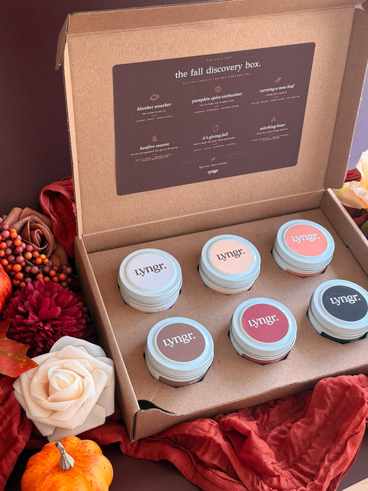 LYNGR autumn candle discovery box with assorted scent samples