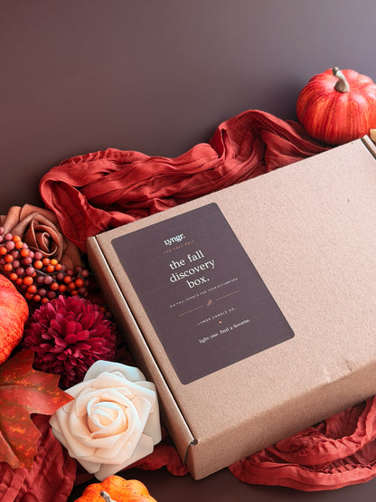 LYNGR fall candle discovery box with assorted scent samples